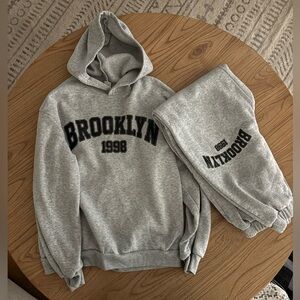 SHEIN Gray Kids Joggers with Brooklyn Print